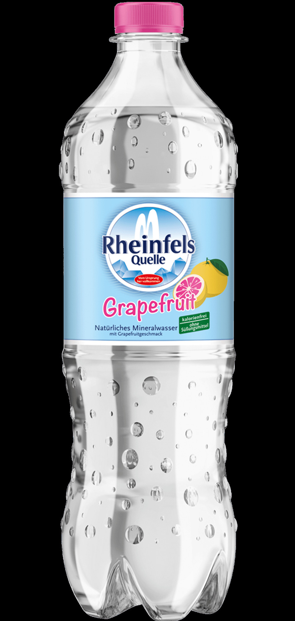 Eine Flasche Rheinfels Quelle Grapefruit in 0,75 L PET Einweg